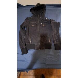 GUESS BOYS Size SMALL 12-14 Black HOODED Jacket Full Zip